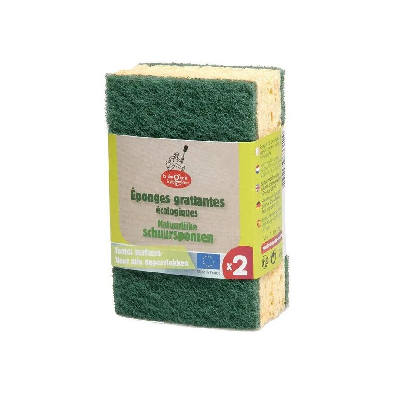 Lot de 2 éponges grattantes fibres recyclées Lot de 2 éponges grattantes fibres recyclées