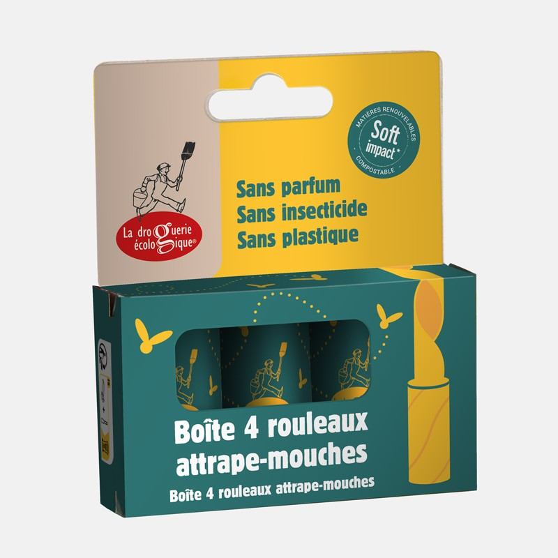 Boîte 4 rouleaux attrape-mouches Boîte 4 rouleaux attrape-mouches