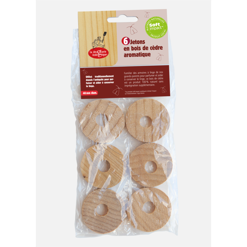 Sachet 6 jetons en cèdre Sachet 6 jetons en cèdre