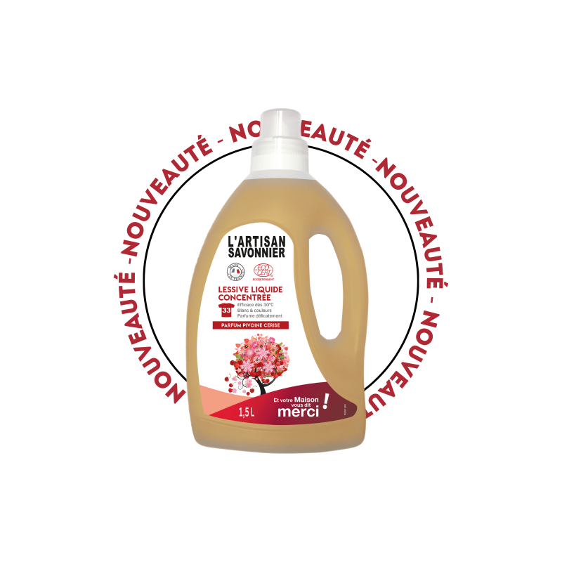 Flüssiges Konzentriertes Waschmittel – 1,5 l – Kirsch-Pfingstrose Flüssiges Konzentriertes Waschmittel – 1,5 l – Kirsch-Pfingstrose