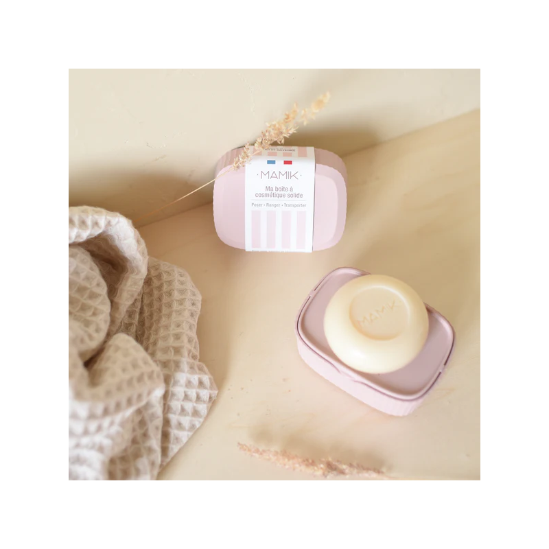 Boîte a savon - porte savon intégré - rose poudré Boîte a savon - porte savon intégré - rose poudré