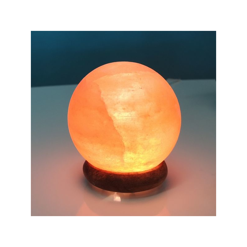 Himalayan Salt Crystal Lamp - 500g Sphere - USB - Wooden Base Himalayan Salt Crystal Lamp - 500g Sphere - USB - Wooden Base