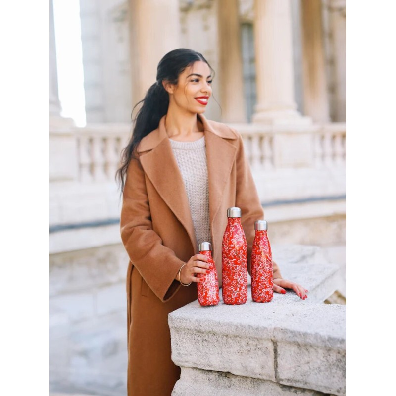 Insulated bottle - Flowers - Red - 260ml