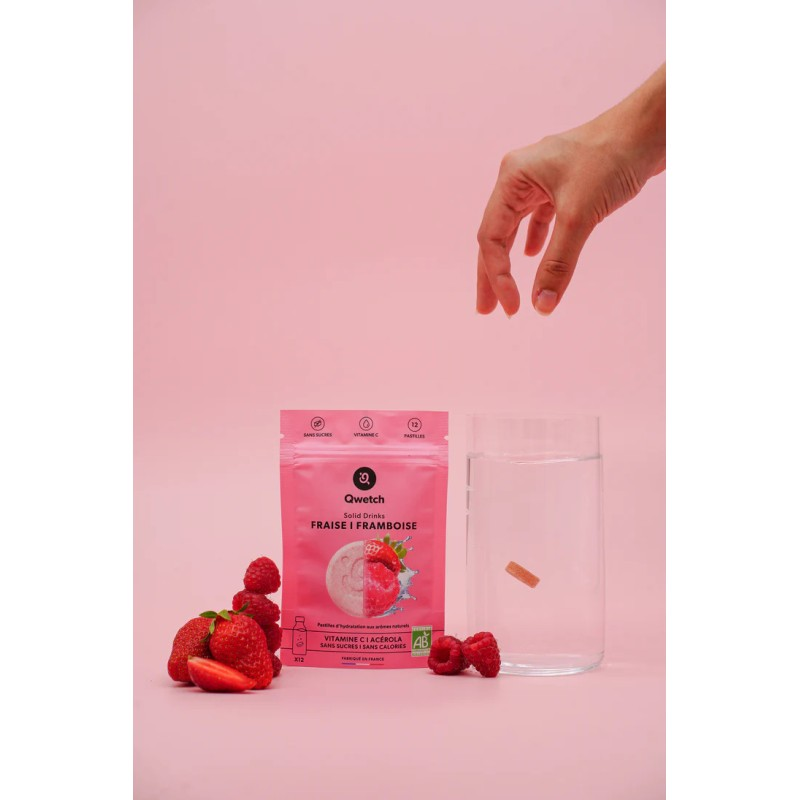 Organic Solid Drinks - Strawberry & Raspberry - Vitamin C - 12 lozenges