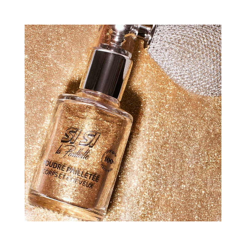 Spray de purpurina dorada