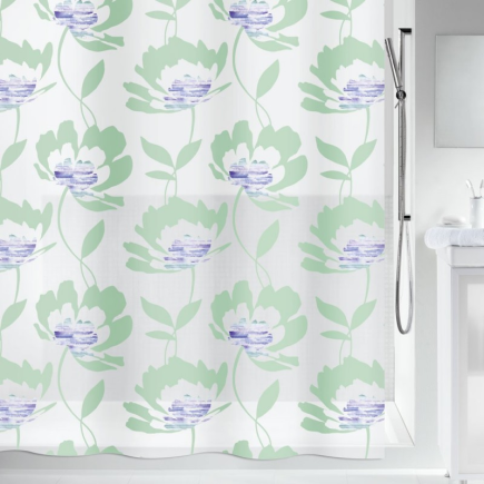 salle d'ô - Rideaux PVC/PEVA 180x200cm BLOSSOM GREEN