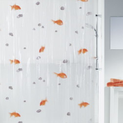 salle d'ô - Rideaux PVC/PEVA 180x200cm GOLDFISH ORANGE