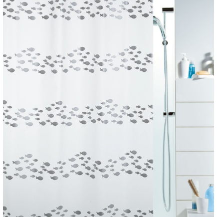 salle d'ô - Rideaux PVC/PEVA 180x200cm SHORE SILVER
