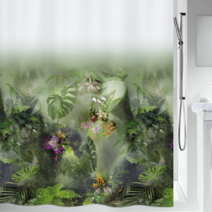 salle d'ô - Rideaux textile 180x200cm JUNGLE  GREEN