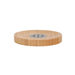 salle d'ô - Porte savon bambou rond avec grille inox - 12cm