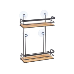 salle d'ô - Etagère de douche - 2 niveaux - Bambou noir - Hiko