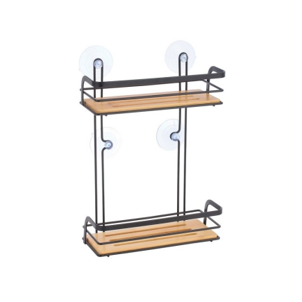 salle d'ô - Etagère de douche - 2 niveaux - Bambou noir - Hiko