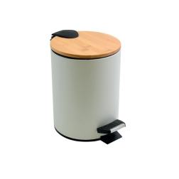salle d'ô - Poubelle à pédale - Adonis - Blanc mat Bambou - 3L