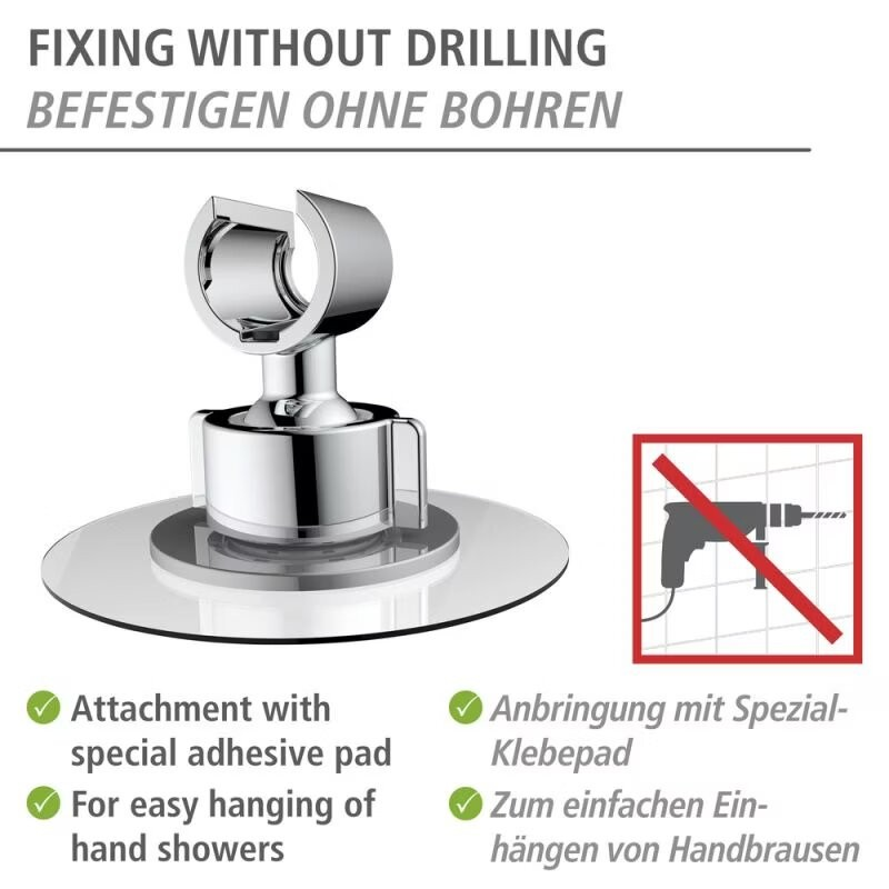 Adhesive holder for adjustable shower head