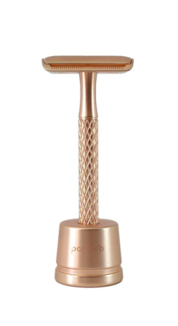 Safety razor - with stand and 10 blades - gold