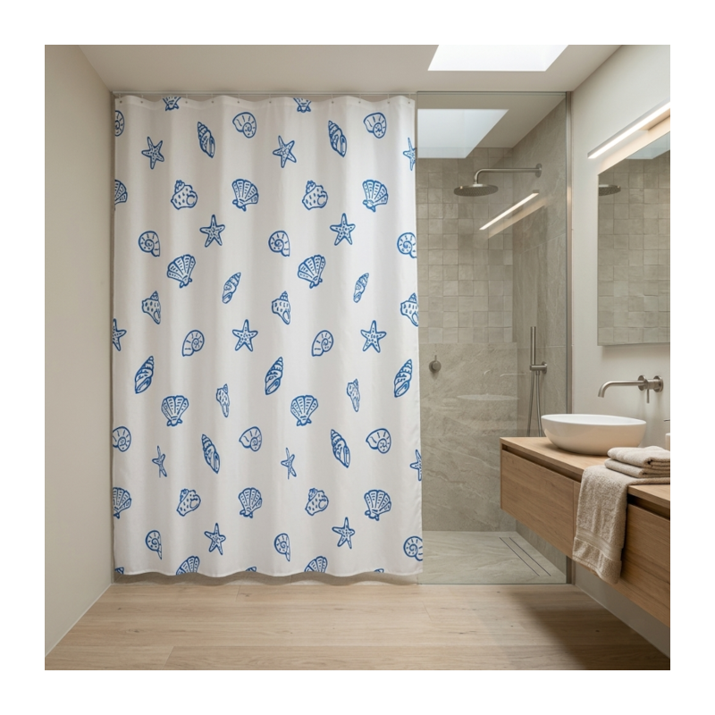Rideau de douche Textile - Concha - 180x200cm