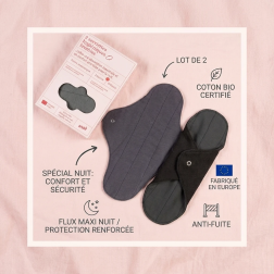 Salle d'ô - Lot 2 serviettes hygiéniques lavables - nuit