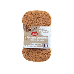 salle d'ô - Lot de 2 éponges grattantes coques de fruits