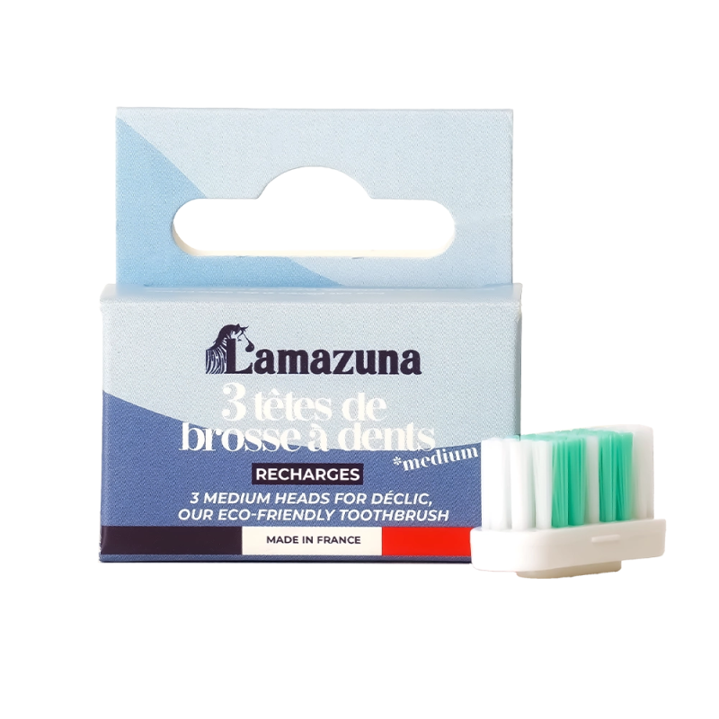 Nachfüllpackung mit 3 Lamazuna-Zahnbürstenköpfen (mittel) | Salle d’ô