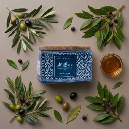 Authentieke Aleppo-zeep 35% laurierbesolie Al Bara 200 g | Salle d'ô