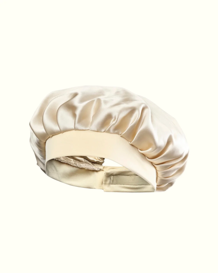 Gorro de dormir de seda pura color champán | Cuidado capilar antifricción – Salle d'ô