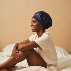 Cuffia da notte in seta Blu Notte | Protezione per i capelli | Salle d'ô