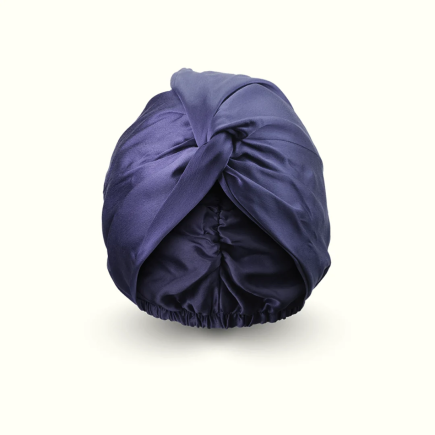 Turban aus reiner Seide in Nachtblau | Haarpflege gegen Reibung – Salle d'ô
