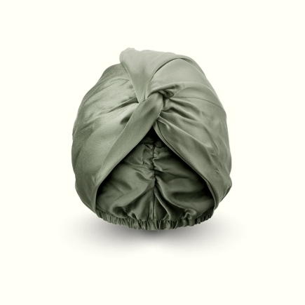 Turban aus reiner Seide in Salbeigrün – Haarschutz | Salle d'ô