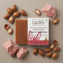 Soap with 40% Organic Donkey’s Milk, Argan & Pink Clay 90g | Salle d’ô