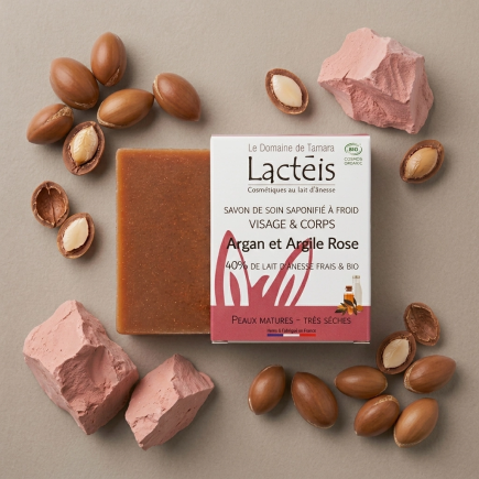 Soap with 40% Organic Donkey’s Milk, Argan & Pink Clay 90g | Salle d’ô