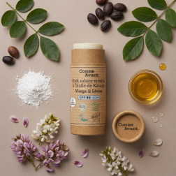 Crema solare solida SPF50 al Karanja biologico (20 g) - Comme Avant | Salle d'ô