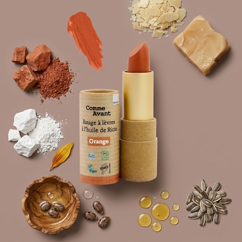 Barra de labios con aceite de ricino - Naranja ámbar Barra de labios con aceite de ricino - Naranja ámbar