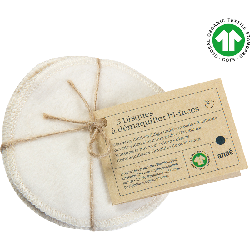 Set of 5 double-sided washable makeup remover pads