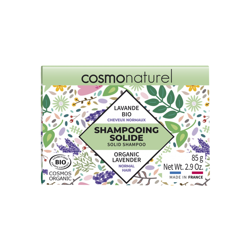 Organic lavender solid shampoo for normal hair - 85g - Cosmo Naturel
