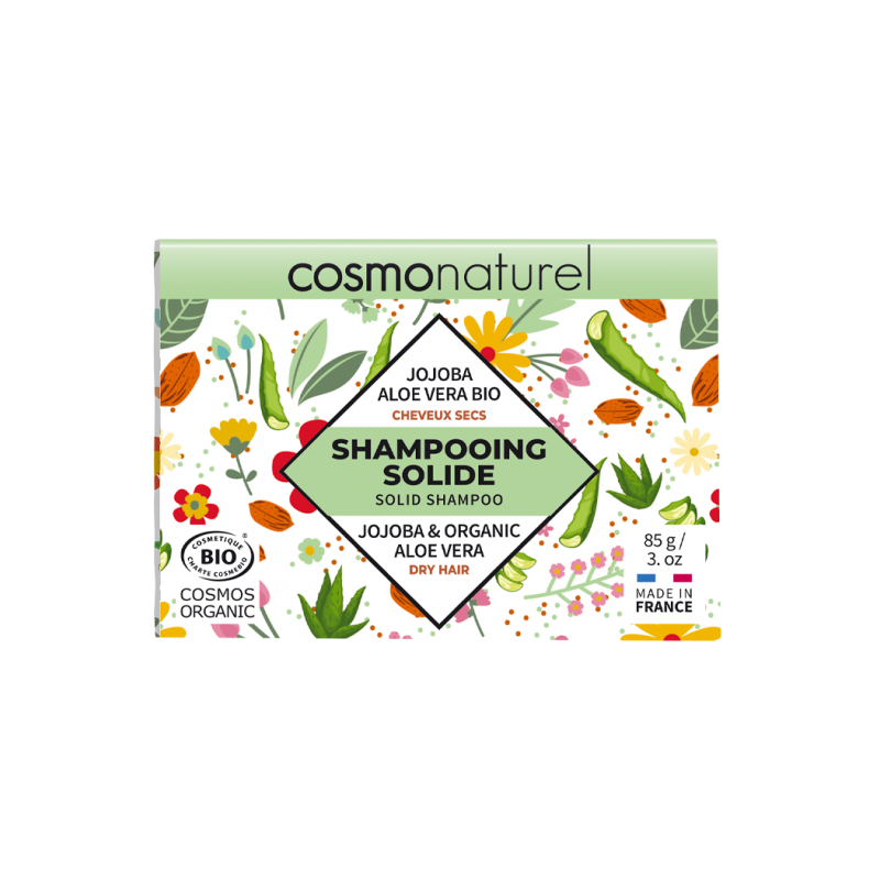 Solid shampoo for dry hair with jojoba and aloe vera - 85g - Cosmo Naturel