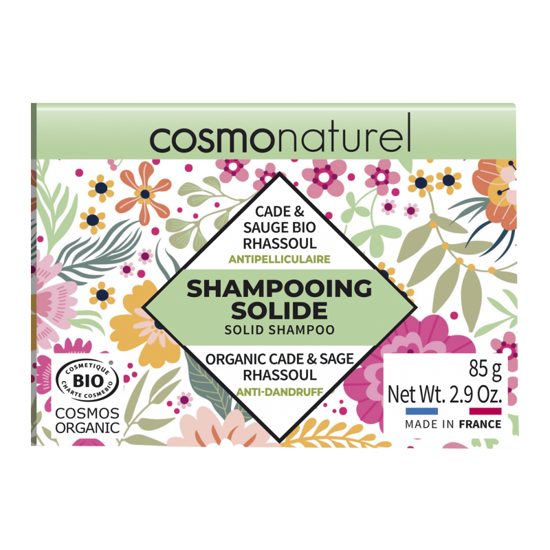 Organic Rhassoul clay and sage anti-dandruff solid shampoo - 85g - Cosmo Naturel