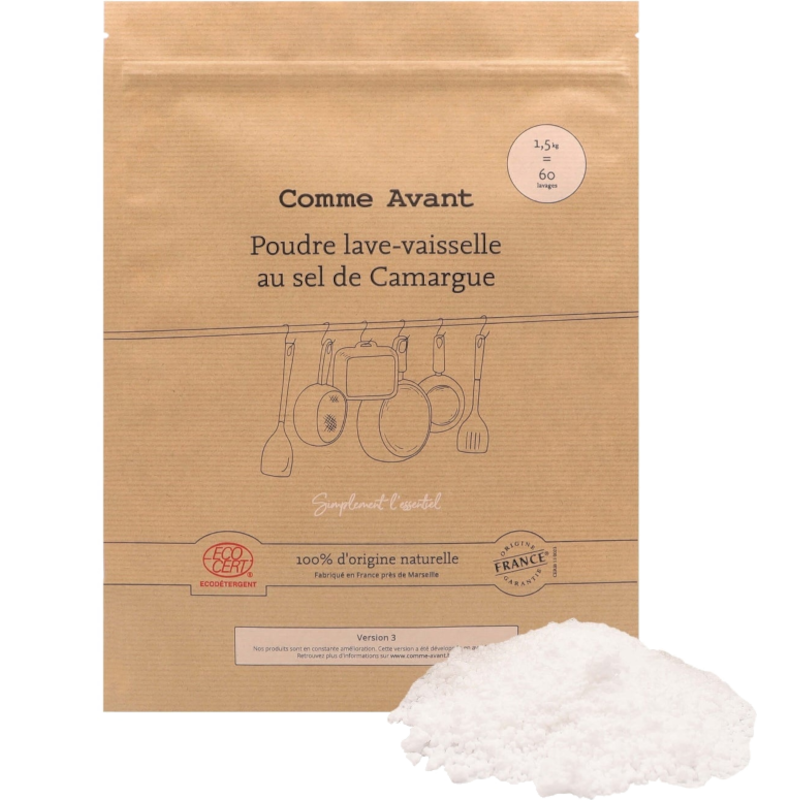 Detergente em pó para máquina de lavar loiça com sal da Camargue - 1,5 kg