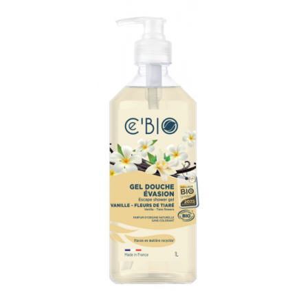 salle d'ô - Gel douche évasion vanille fleurs de tiaré 1l - CEBIO