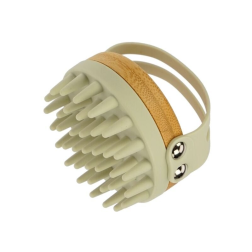 salle d'ô - Brosse de massage - bambou et silicone - gris - 8cm