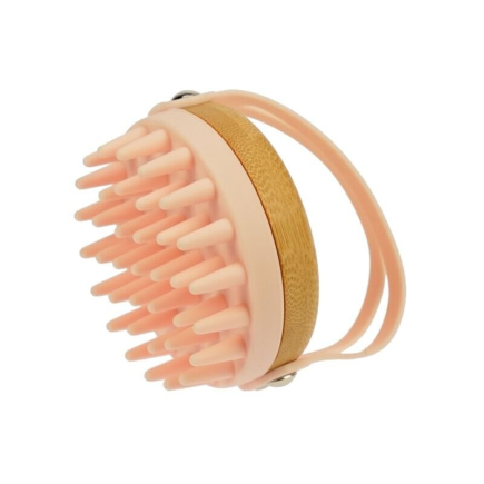 salle d'ô - Brosse de massage - bambou et silicone - rose - 8cm